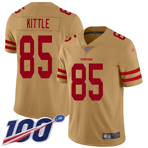 San Francisco 49ers Limited Gold Men George Kittle NFL Jersey 85 100th Season Vapor Untouchable Inverted